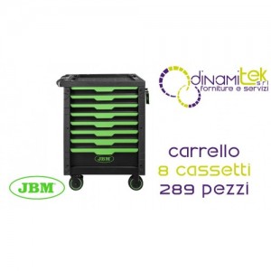 JBM 54718 CARRELLO ATTREZZI A 8 CASSETTI ASSEMBLATO CON 289 PEZZI Dinamitek 1