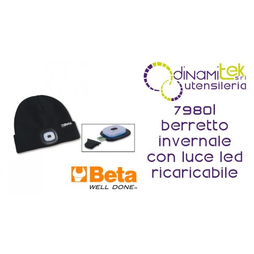 BETA 7980L BERRETTO INVERNALE CON LUCE LED RICARICABILE NERO Dinamitek 1