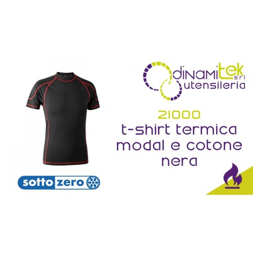 SOTTOZERO 21000 T-SHIRT TERMICA A MANICHE CORTE MODAL E COTONE NERA Dinamitek 1