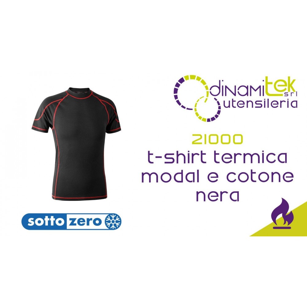 SOTTOZERO 21000 T-SHIRT TERMICA A MANICHE CORTE MODAL E COTONE NERA Dinamitek 1