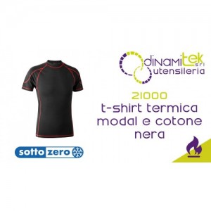 SOTTOZERO 21000 T-SHIRT TERMICA A MANICHE CORTE MODAL E COTONE NERA Dinamitek 1
