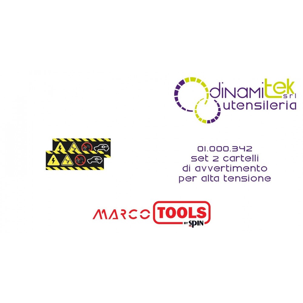 SPIN MARCO TOOLS 01.000.342 SET 2 CARTELLI DI AVVERTIMENTO PER ALTA TENSIONE Dinamitek 1