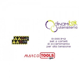 SPIN MARCO TOOLS 01.000.342 SET 2 CARTELLI DI AVVERTIMENTO PER ALTA TENSIONE Dinamitek 1