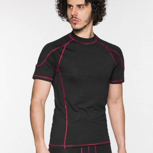 SOTTOZERO 21000 T-SHIRT TERMICA A MANICHE CORTE MODAL E COTONE NERA Dinamitek 3