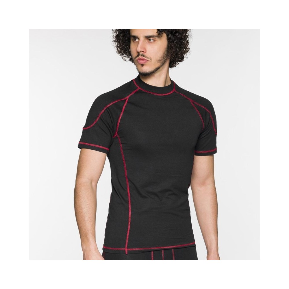 SOTTOZERO 21000 T-SHIRT TERMICA A MANICHE CORTE MODAL E COTONE NERA Dinamitek 3