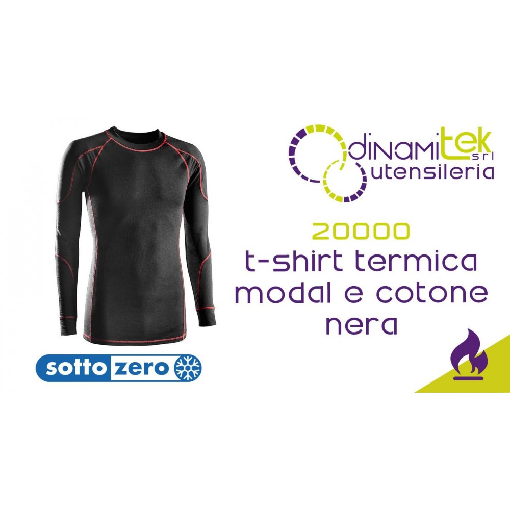 SOTTOZERO 20000 T-SHIRT TERMICA A MANICHE LUNGHE MODAL E COTONE NERA Dinamitek 1