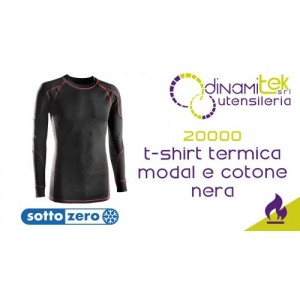 SOTTOZERO 20000 T-SHIRT TERMICA A MANICHE LUNGHE MODAL E COTONE NERA Dinamitek 1