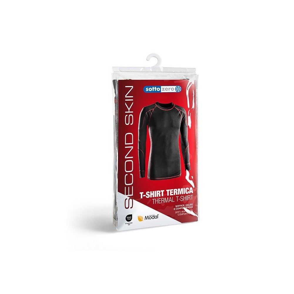 SOTTOZERO 20000 T-SHIRT TERMICA A MANICHE LUNGHE MODAL E COTONE NERA Dinamitek 4