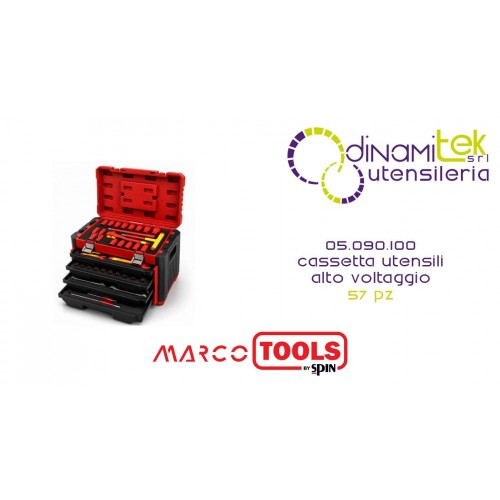 SPIN MARCO TOOLS 05.090.100 CASSETTA UTENSILI ALTO VOLTAGGIO 57 PZ Dinamitek 1