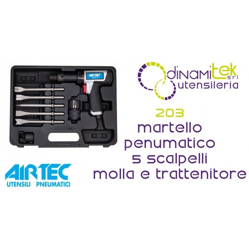 203 MARTELLO PENUMATICO CON 5 SCALPELLI MOLLA E TRATTENITORE AIRTEC