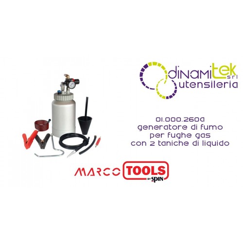 SPIN MARCO TOOLS 01.000.260A GENERATORE DI FUMO PER FUGHE GAS CON 2 TANICHE DI LIQUIDO Dinamitek 1