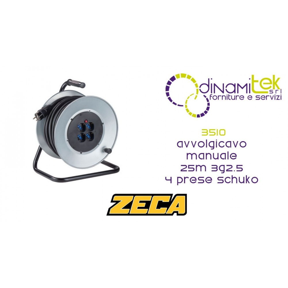 ZECA 3510 AVVOLGICAVO MANUALE 25M 3G2.5 4 PRESE SCHUKO Dinamitek 1