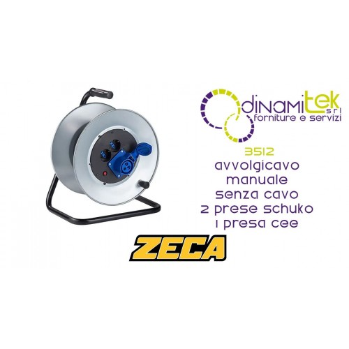 ZECA 3512 AVVOLGICAVO MANUALE SENZA CAVO 2 PRESE SCHUKO E 1 CEE Dinamitek 1