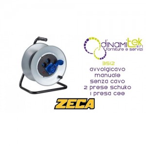 ZECA 3512 AVVOLGICAVO MANUALE SENZA CAVO 2 PRESE SCHUKO E 1 CEE Dinamitek 1