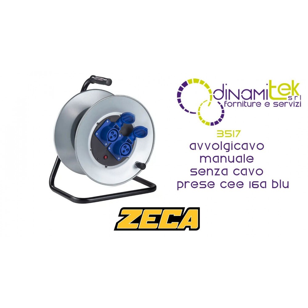 ZECA 3517 AVVOLGICAVO MANUALE SENZA CAVO 2 PRESE CEE 16A BLU Dinamitek 1