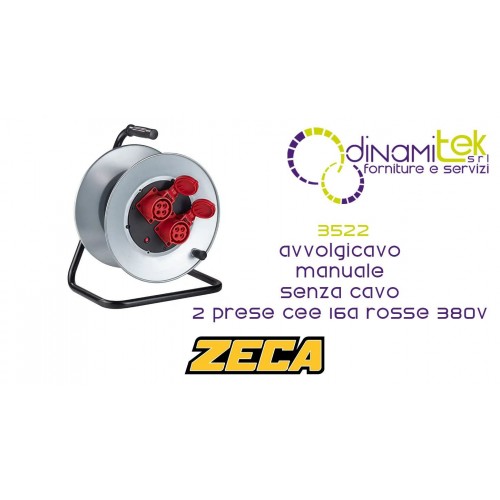 ZECA 3522 AVVOLGICAVO MANUALE SENZA CAVO 2 PRESE CEE 16A ROSSE 380V Dinamitek 1