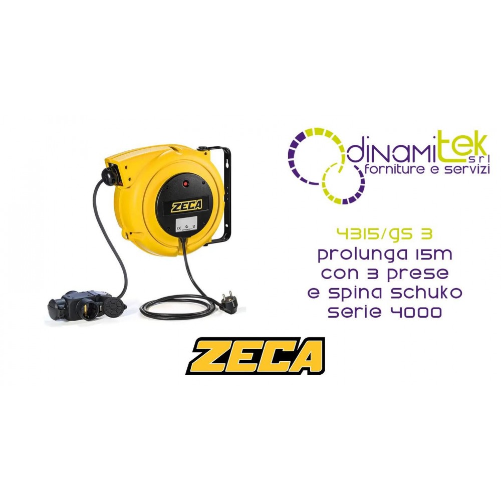 ZECA 4315/GS 3 PROLUNGA 15M CON 3 PRESE E SPINA SCHUKO SERIE 4000 Dinamitek 1