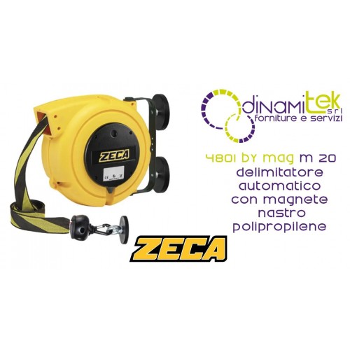 4801 BY MAG AUTOMATISCHER BEGRENZER MIT MAGNET, 20 M, GELB/SCHWARZES POLYPROPYLENBAND ZECA