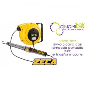 ZECA 4908/327 AVVOLGICAVO CON LAMPADA PORTATILE 327 E TRASFORMATORE Dinamitek 1