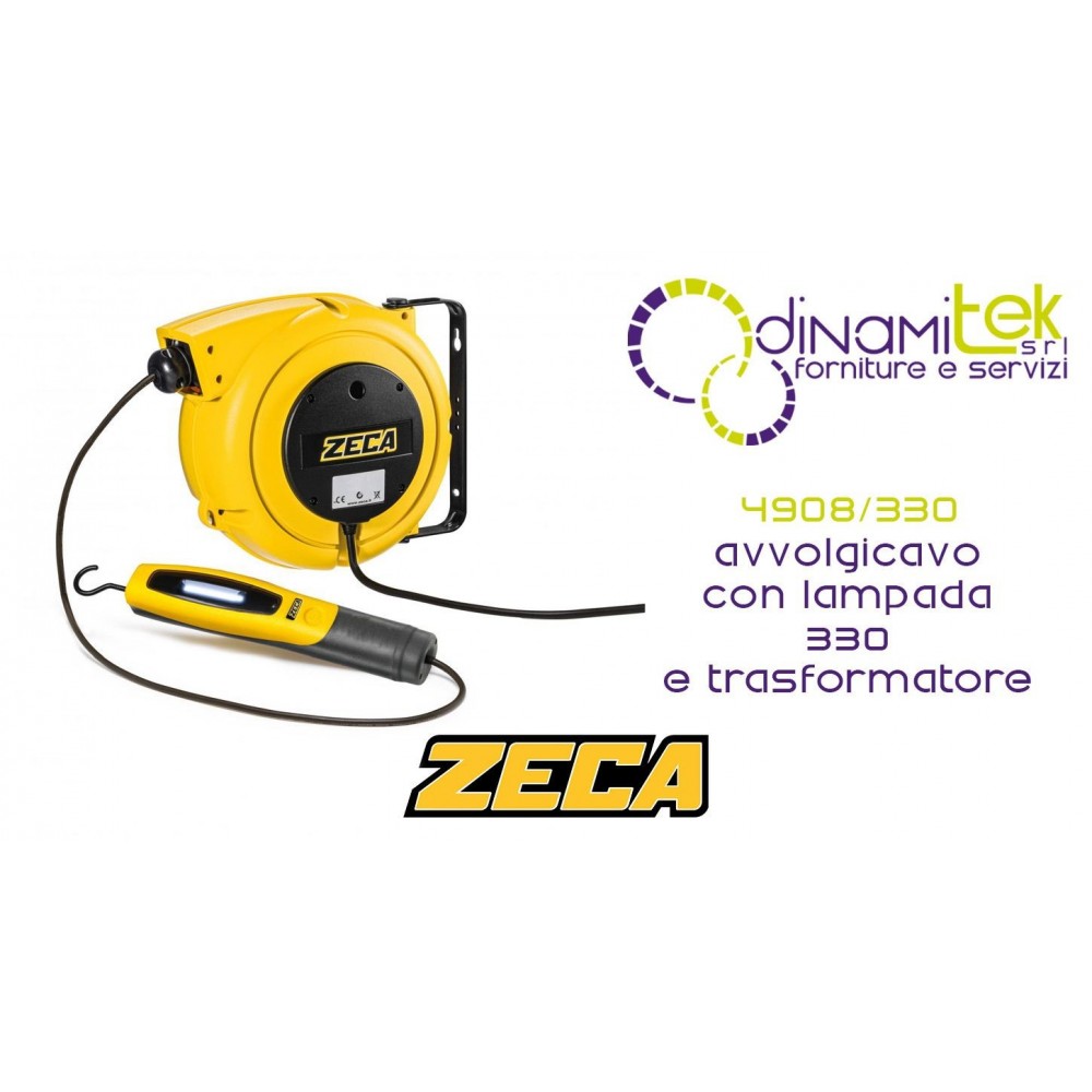 ZECA 4908/330 AVVOLGICAVO CON LAMPADA PORTATILE 330 E TRASFORMATORE Dinamitek 1