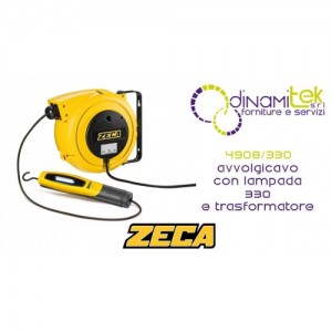 ZECA 4908/330 AVVOLGICAVO CON LAMPADA PORTATILE 330 E TRASFORMATORE Dinamitek 1