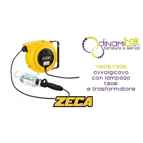 ZECA 4908/T306 AVVOLGICAVO CON LAMPADA PORTATILE T306 E TRASFORMATORE Dinamitek 1