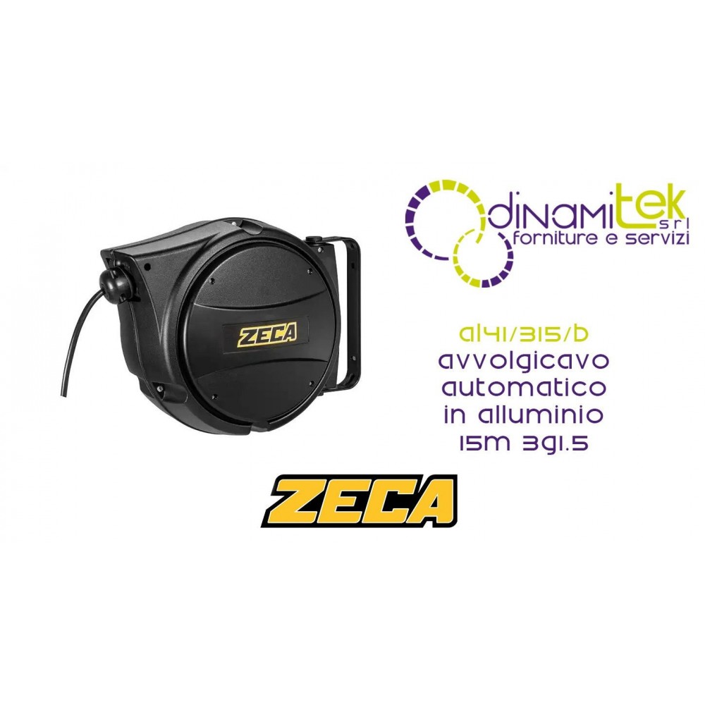 ZECA AL41/315/B AVVOLGICAVO AUTOMATICO IN ALLUMINIO 15M 3G1.5 NERO Dinamitek 1