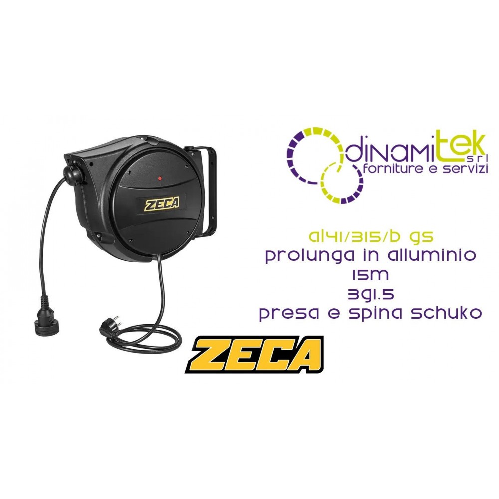 ZECA AL41/315/B GS PROLUNGA IN ALLUMINIO 15M 3G1.5 PRESA E SPINA SCHUKO Dinamitek 1