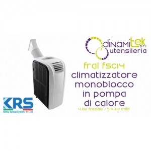 KRS FRAL FSC14 CLIMATIZZATORE PORTATILE MONOBLOCCO IN POMPA DI CALORE 4 KW FREDDO - 5.3 KW CALDO Dinamitek 1