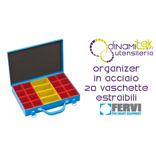 FERVI 0423/1 VALIGETTA PORTAMINUTERIA IN ACCIAIO CON 20 VASCHETTE ESTRAIBILI Dinamitek 1