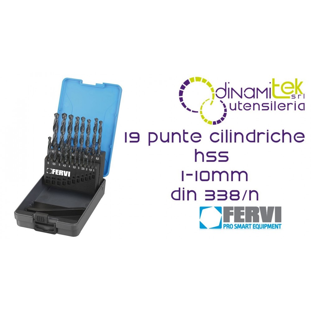 FERVI P045 SERIE PUNTE CILINDRICHE HSS 19 PZ 1-10MM DIN 338/N Dinamitek 1
