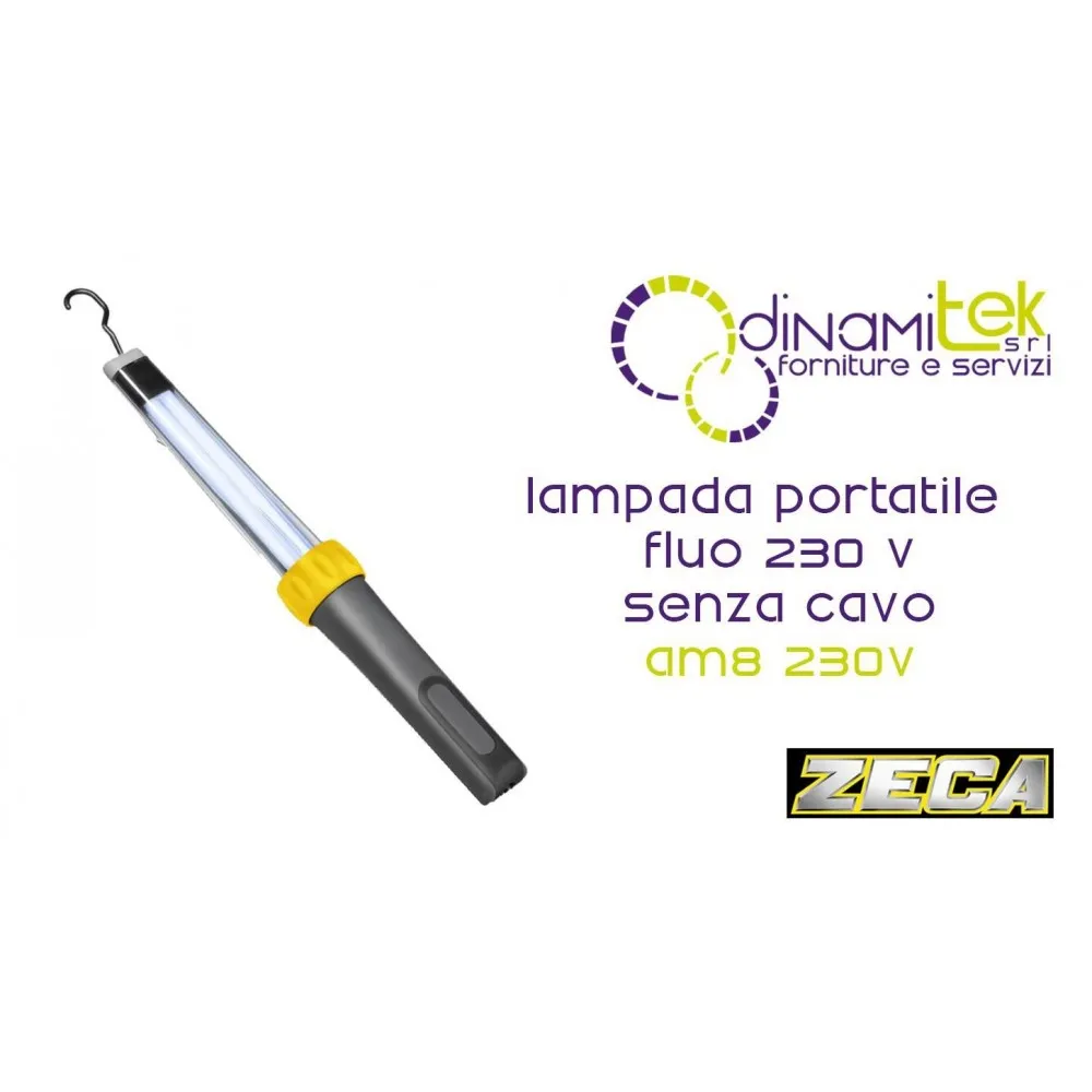 AM8 230V LAMPADA PORTATILE FLUO 230 V SENZA CAVO ZECA Dinamitek 1