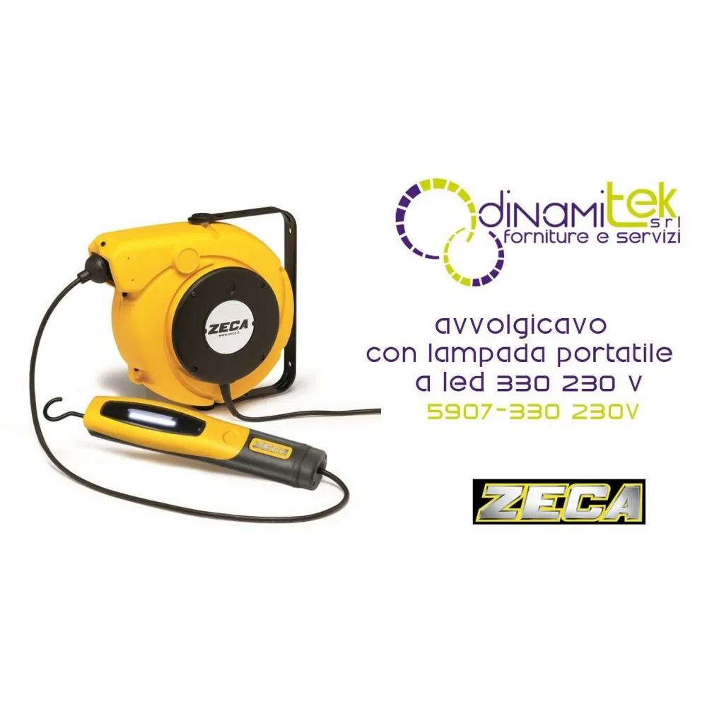 5907/330 230V AVVOLGICAVO CON LAMPADA PORTATILE A LED 330 230 V ZECA Dinamitek 1