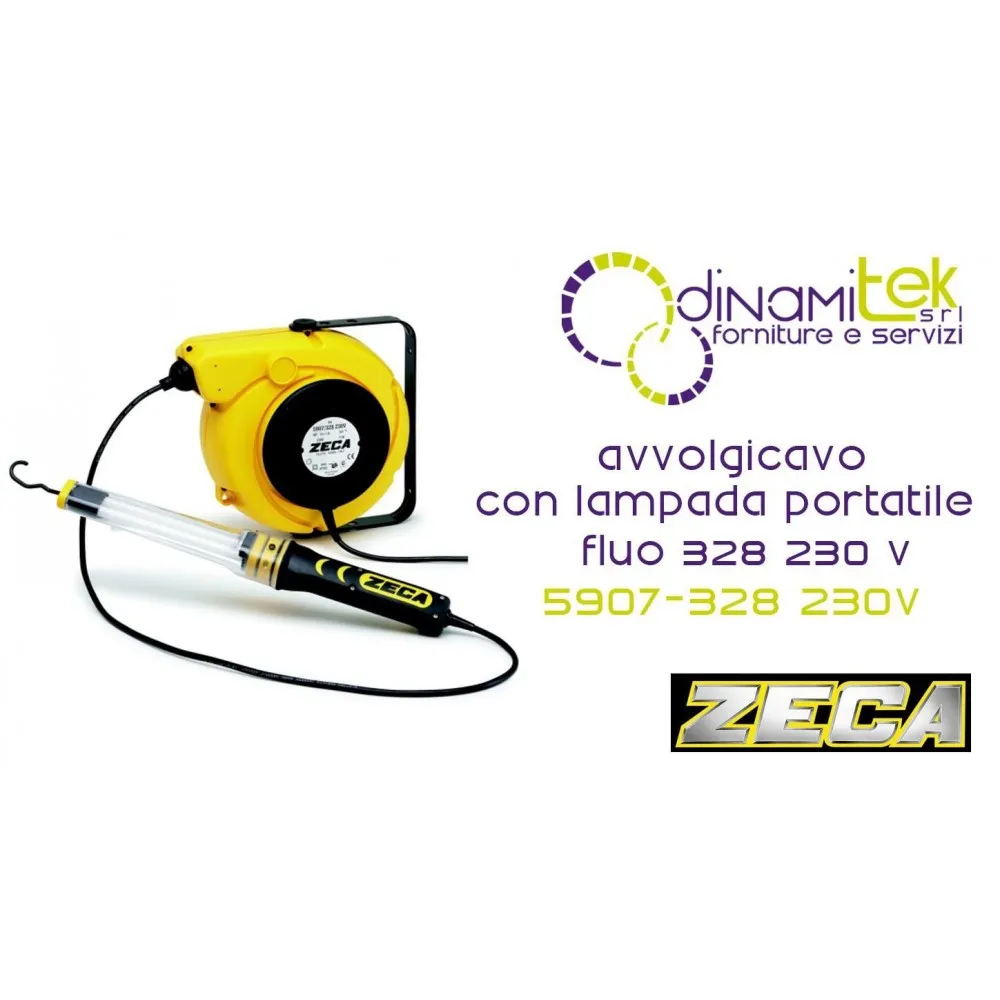 5907/328 230V ENROULEUR DE CâBLE AVEC PORTABLE LAMPE FLUORESCENTE 328 230 V ZECA Dinamitek 1