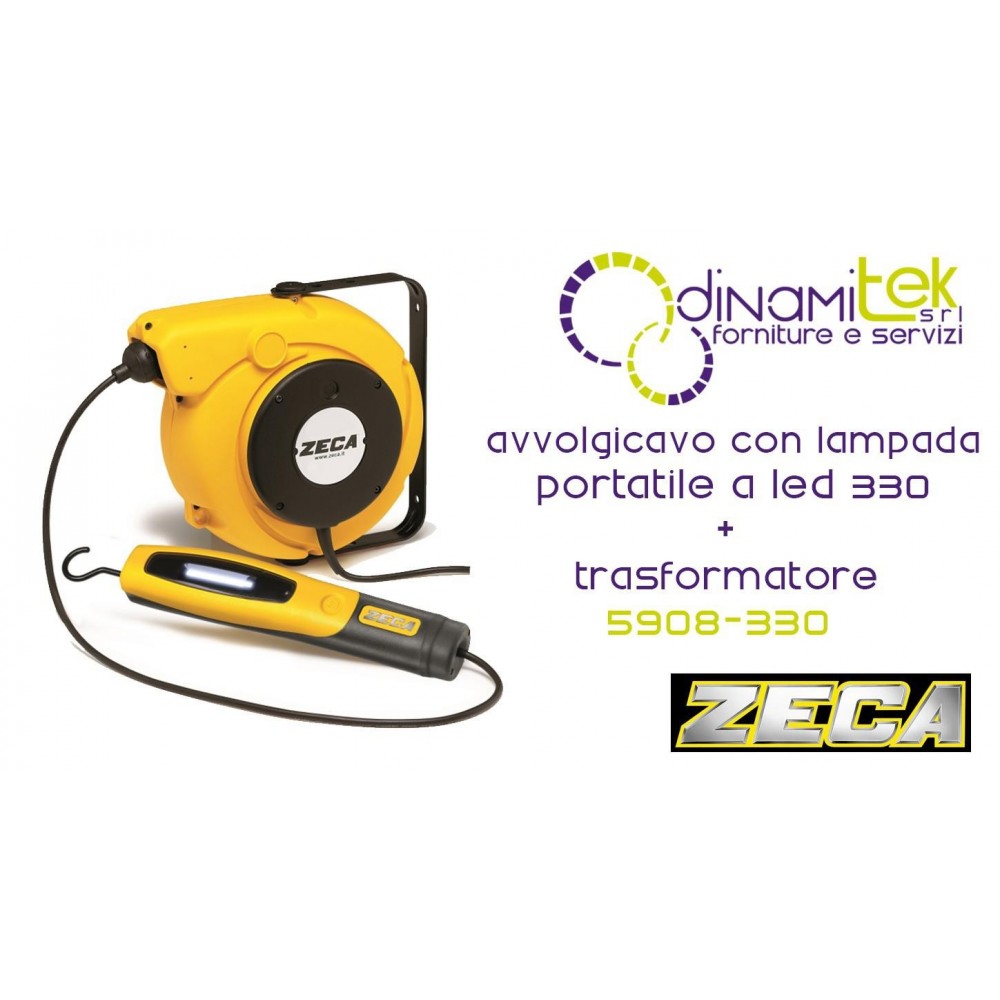 5908/330 ENROULEUR DE CâBLE AVEC LAMPE PORTATIVE à LED 330 TRANSFORMATEUR, ZECA Dinamitek 1