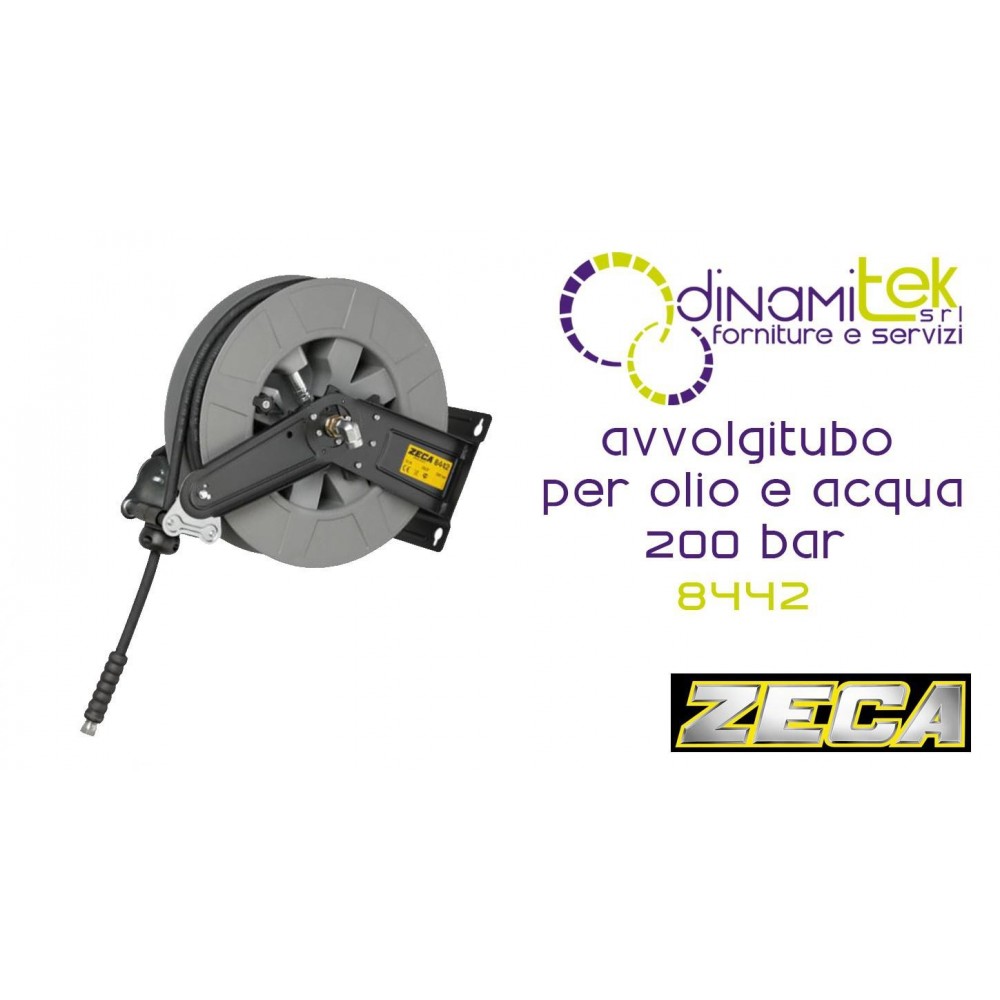 8442 HOSE REEL ZECA SERIES 8400 FOR OIL-AND-WATER 200 BAR-HOSE BLACK 15 M - DIAM INT PIPE 10 MM Dinamitek 1