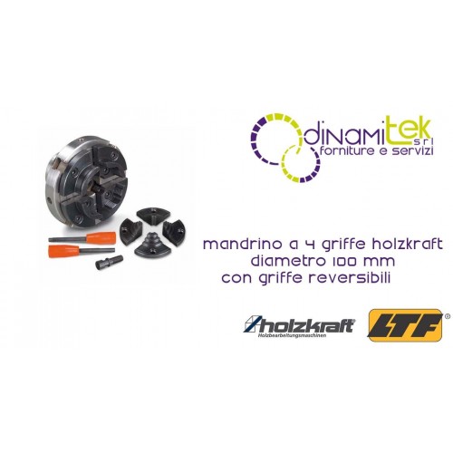 HOLZKRAFT - HOL5931023 - CHUCK 4-LA MANDíBULA DE DIáMETRO DE 100 MM CON MANDíBULAS REVERSIBLES Dinamitek 1