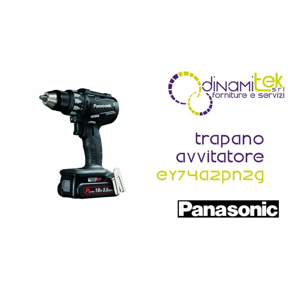 TRAPANO AVVITATORE DUAL 18V - 2 X 3 AH - DIAM. 13MM - 50NM BRUSHLESS PANASONIC EY74A2PN2G Dinamitek 1