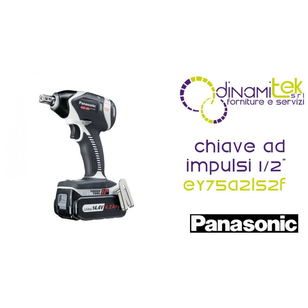 CHIAVE AD IMPULSI DUAL 14.4V - 2 X 4.2AH - ATTACCO QUADRO 1L2 - 200NM PANASONIC EY75A2LS2F Dinamitek 1