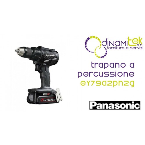 TRAPANO A PERCUSSIONE 18V - 2 X 3 AH - DIAM. 13MM - 50NM PANASONIC EY79A2PN2G Dinamitek 1