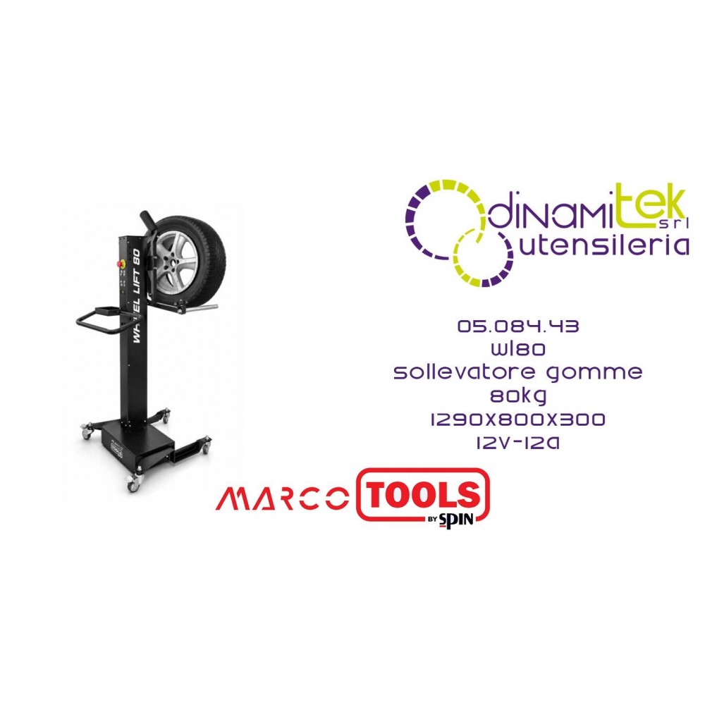 SPIN MARCO TOOLS 05.084.43 WL80 SOLLEVATORE GOMME 80KG 1290X800X300 12V-12A Dinamitek 1