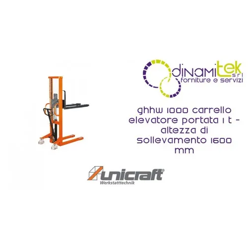 GABELSTAPLER MIT KAPAZITäT 1 T - HUBHöHE 1600 MM GHHW 1000 UNICRAFT Dinamitek 1