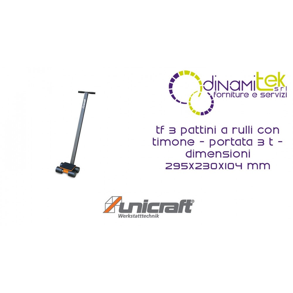 PATINES DE RODILLOS MM CON TIMóN, CAPACIDAD 3 T DIMENSIONES 295X230X104 TF 3 UNICRAFT Dinamitek 1