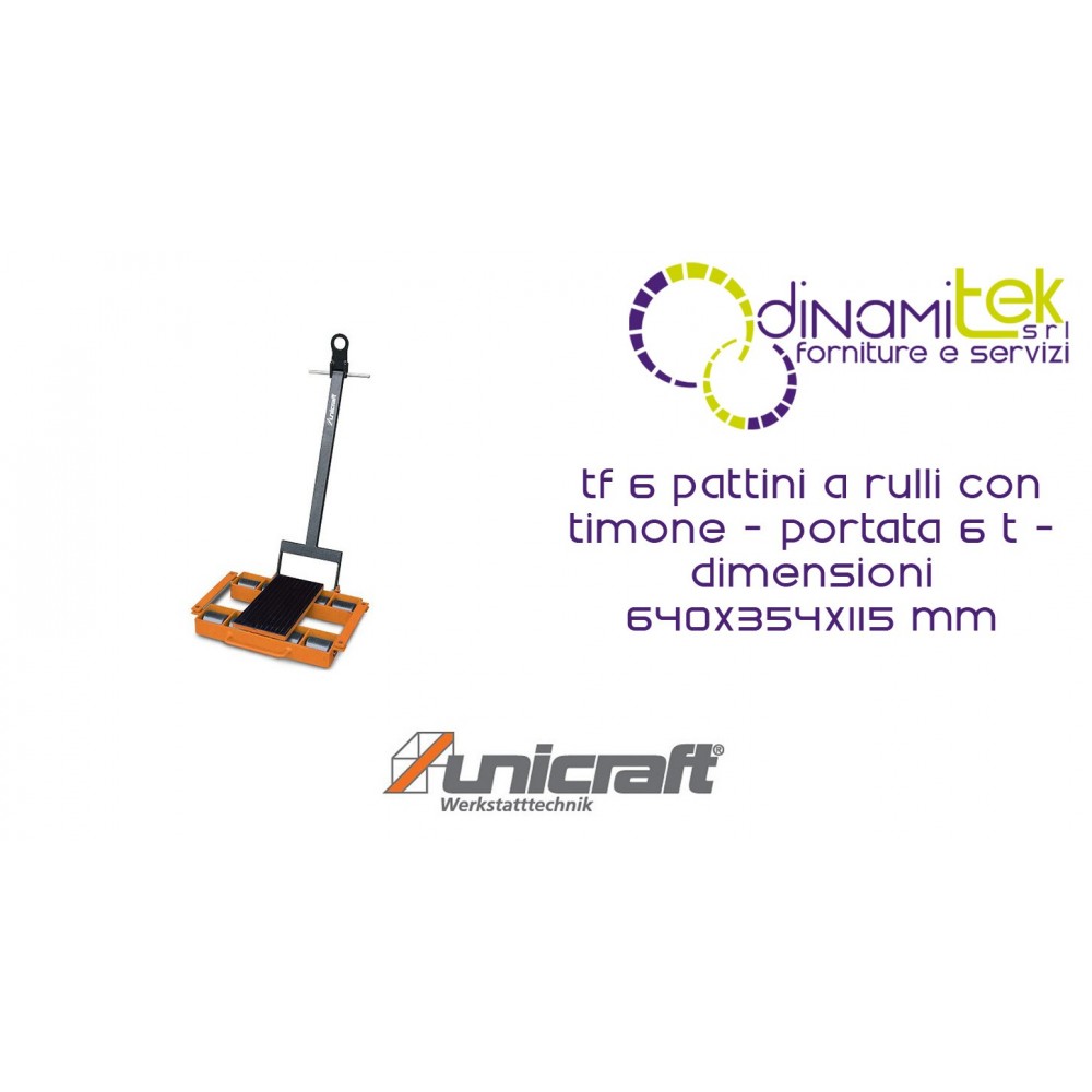 PATTINI A RULLI CON TIMONE - PORTATA 6 T - DIMENSIONI 640X354X115 MM TF 6 UNICRAFT Dinamitek 1