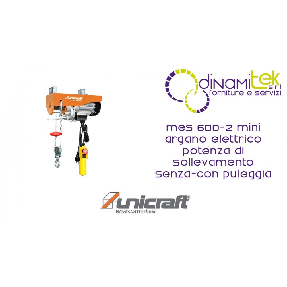 MINI ELEKTRISCHE SEILWINDE HUBKRAFT MIT UMLENKROLLE 300-600 KG MES 600-2 UNICRAFT Dinamitek 1