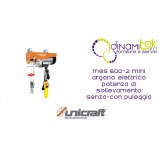 MINI ELEKTRISCHE SEILWINDE HUBKRAFT MIT UMLENKROLLE 300-600 KG MES 600-2 UNICRAFT Dinamitek 1