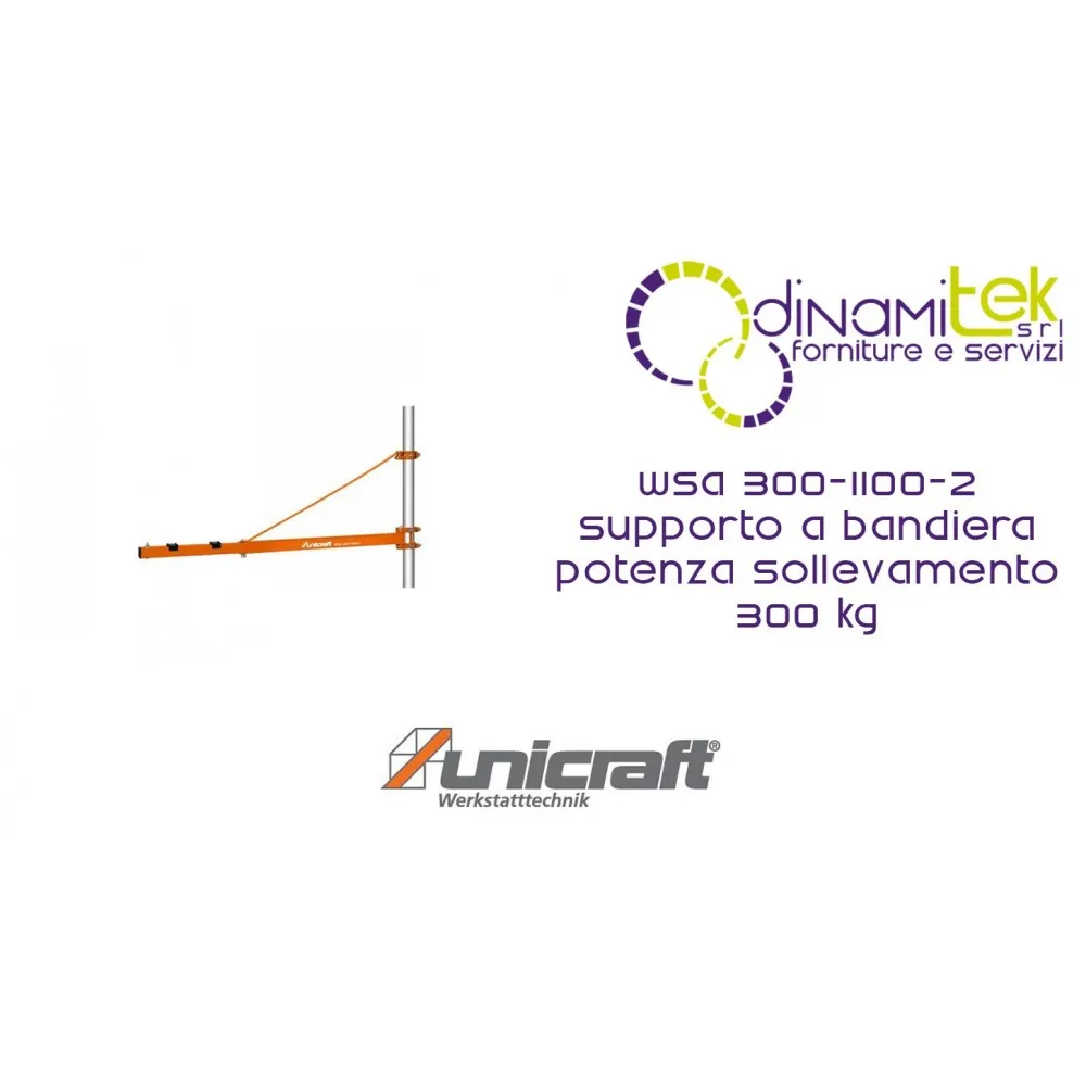 APOYO EN LA BANDERA DE LEVANTAMIENTO DE POTENCIA DE 300 KG WSA 300-1100-2 UNICRAFT Dinamitek 1