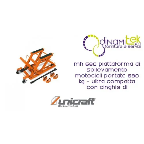 PLATEFORME ÉLÉVATRICE POUR MOTOS UNICRAFT MH 680, CAPACITÉ DE 680 KG, ULTRA-COMPACTE AVEC SANGLES DE SÉCURITÉ