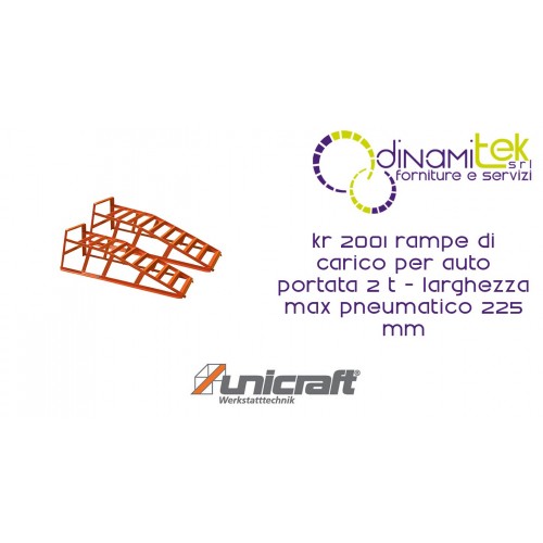 RAMPE DI CARICO PER AUTO PORTATA 2 T - LARGHEZZA MAX PNEUMATICO 225 MM KR 2001 UNICRAFT Dinamitek 1