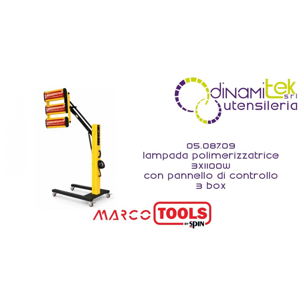 SPIN MARCO TOOLS 05.087.09 LAMPADA POLIMERIZZATRICE 3X1100W CON PANNELLO DI CONTROLLO 3 BOX Dinamitek 1